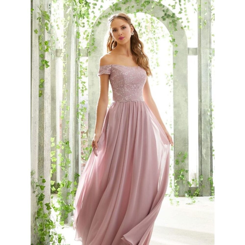 BNWT Morilee Madeline Gardner Desert Rose Floral Lace Corset Off Shoulder Gown